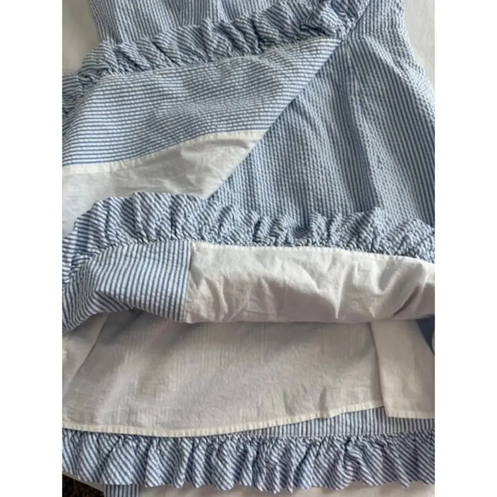 Vineyard Vines Blue White Seersucker Ruffle Dress SIZE 8